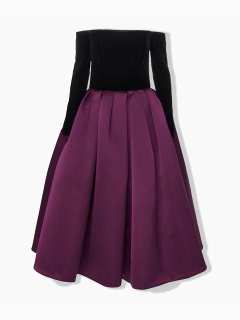 CAROLINA HERRERA Off-The-Shoulder Combo Midi Dress