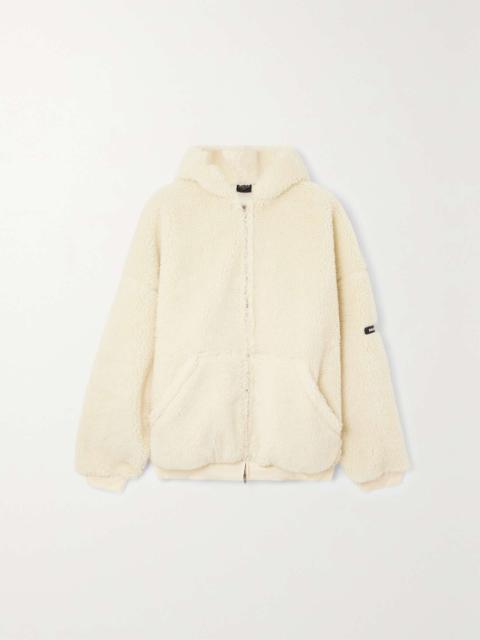 Oversized hooded faux shearling jacket