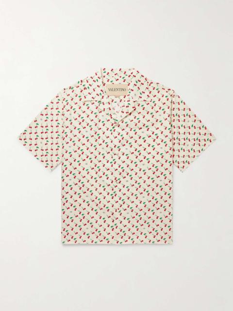 Camp-Collar Printed Cotton-Poplin Shirt
