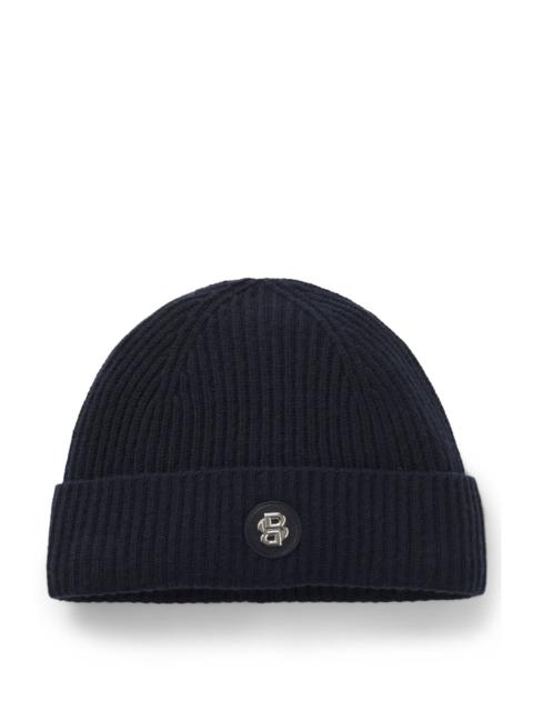 BOSS WOOL-CASHMERE BEANIE HAT WITH DOUBLE B MONOGRAM