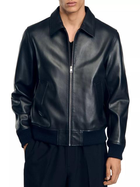Sandro Thomas Leather Full Zip Jacket