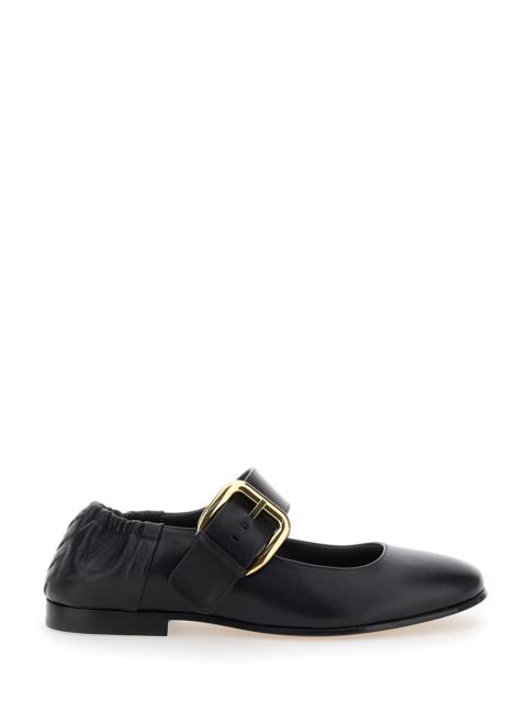 Bottega Veneta Bottega Veneta Women 'Astaiere' Black Slip-On Mary Janes With Maxi Buckle In Leather Woman