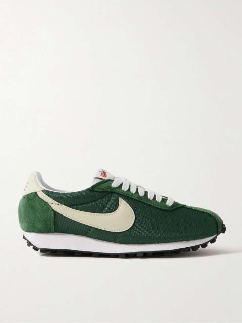 LD-1000 leather and brushed suede-trimmed mesh sneakers Army green