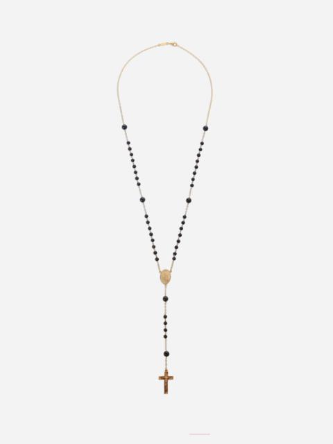 Dolce & Gabbana Sicily Rosary Necklace 18-carat yellow gold and black jades