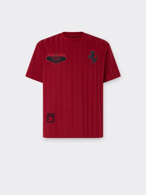 Ferrari Striped cotton T-shirt with Ferrari logo