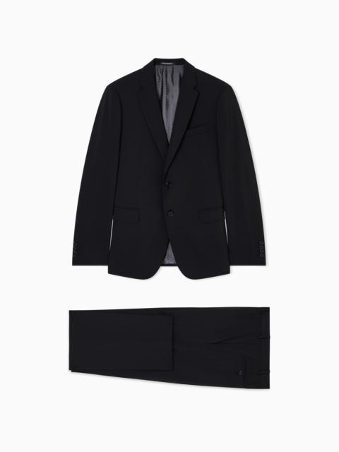 EMPORIO ARMANI SINGLE-BREASTED LIGHT WOOL SUIT WITH MICRO DESIGN