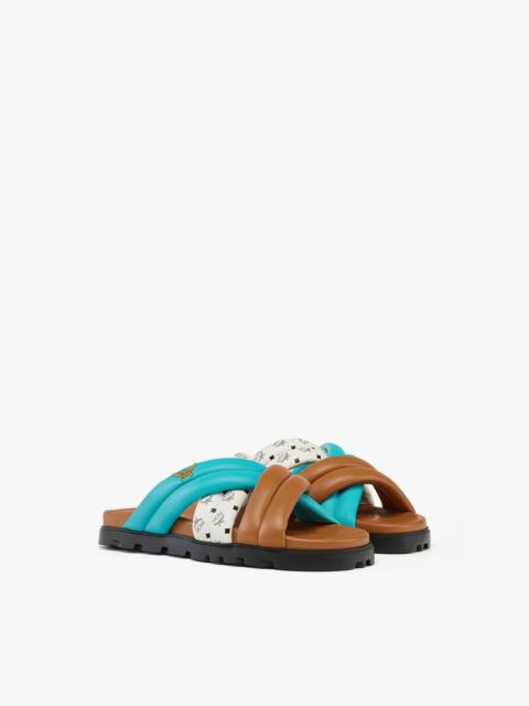 MCM Monogram Cross Sandals in Lamb Leather