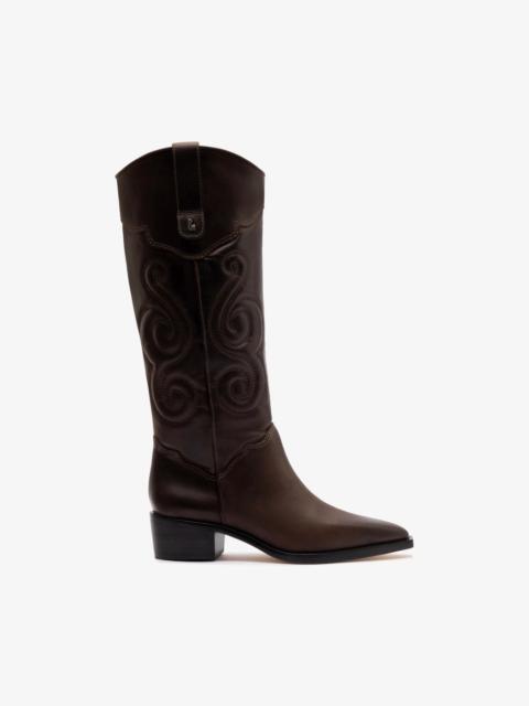 Larroudé Paloma Boot In Brown Shadow Leather