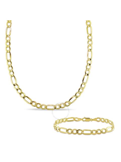 Other Designers AMOUR 2-piece Set Of Men's Figaro Necklace and Bracelet In 10K Yellow Gold (7 Mm)
