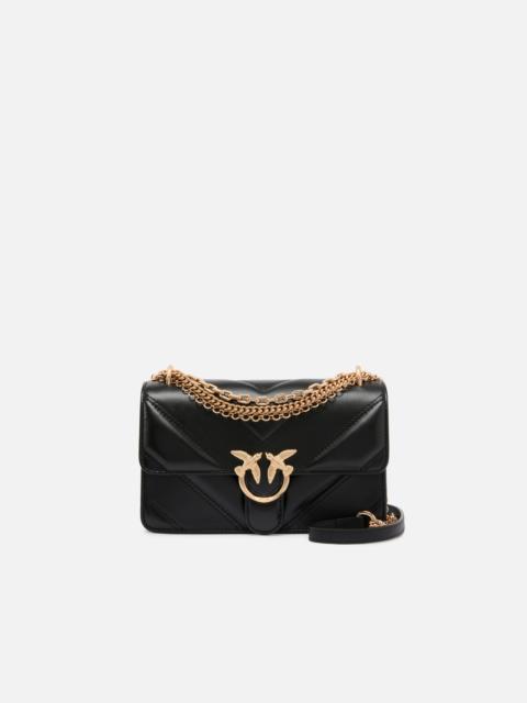 PINKO MINI LOVE BAG ONE SHOULDER BAG IN CHEVRON LEATHER AND NAPPA WITH TRIPLE CHAIN