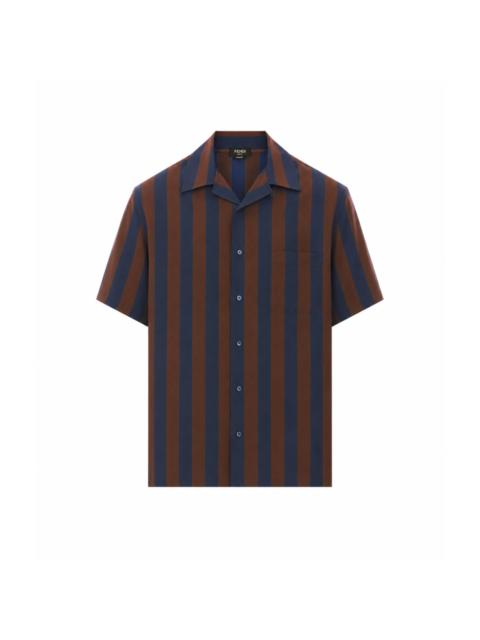FENDI Fendi Men Silk Short Sleeves Shirt With Pequin Stripes