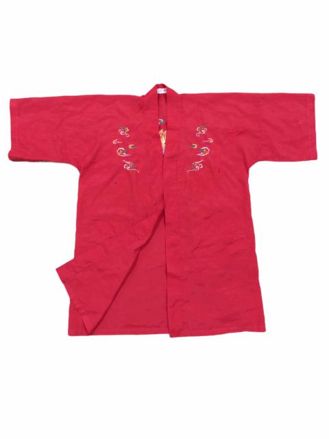 Other Designers Vintage - Vintage 70/80s Hand Embroidered Light Kimono Japan Dragon