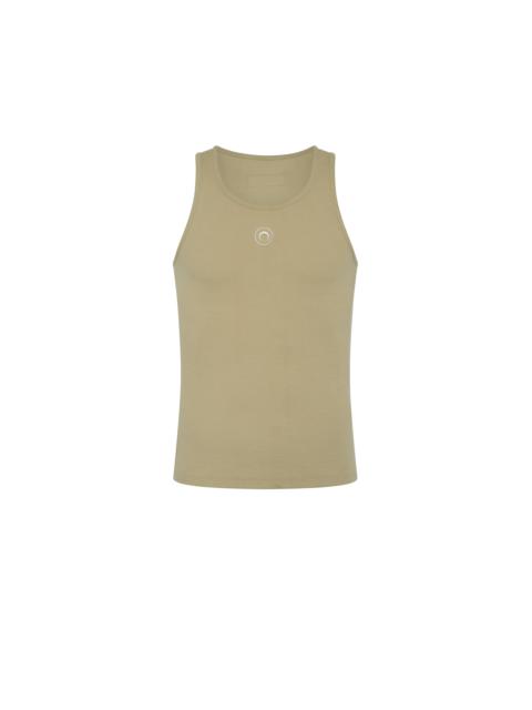Marine Serre MOON LOGO RIBBED JERSEY TANK TOP ORGANIC COTTON
