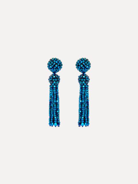 Oscar de la Renta CRYSTAL FRINGE TASSEL CLIP-ON EARRINGS
