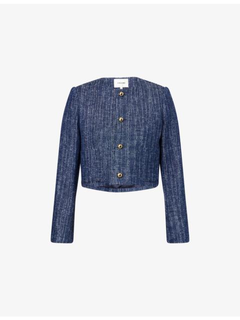 FRAME Boxy-Fit Round-Neck Cotton-Tweed Jacket