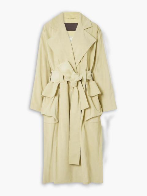 16ARLINGTON Cinzia belted suede trench coat