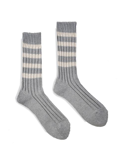 Iron Heart Decka Heavyweight Socks / Stripes - Grey x Ivory