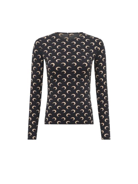 Marine Serre Moon Printed Jersey Second Skin Crewneck Top
