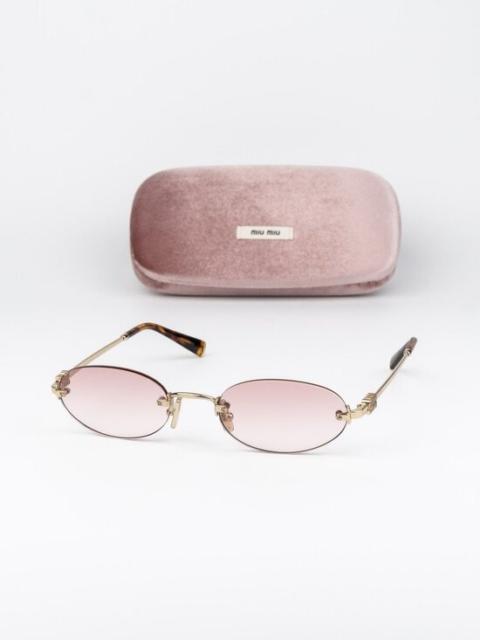 Miu Miu Miu Miu Women Sunglasses Gold Gradient Pink Oval  display picture 1