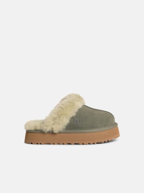 UGG 'DISQUETTE' MUSK GREEN SUEDE SLIPPERS