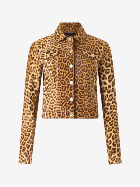 Roberto Cavalli Leather Jacket With Leopard Skin Print