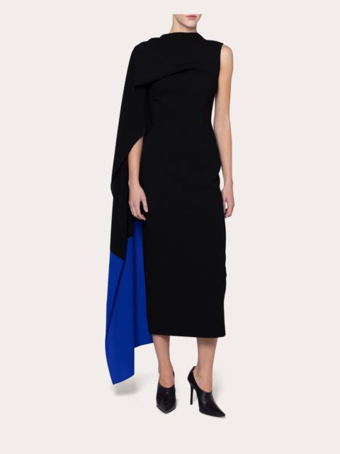 Roksanda Edith Crepe Asymmetric Cape Midi Dress