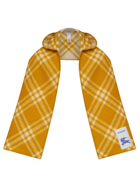 Burberry Burberry Men Pear Yellow Check Wool Hooded Scarf