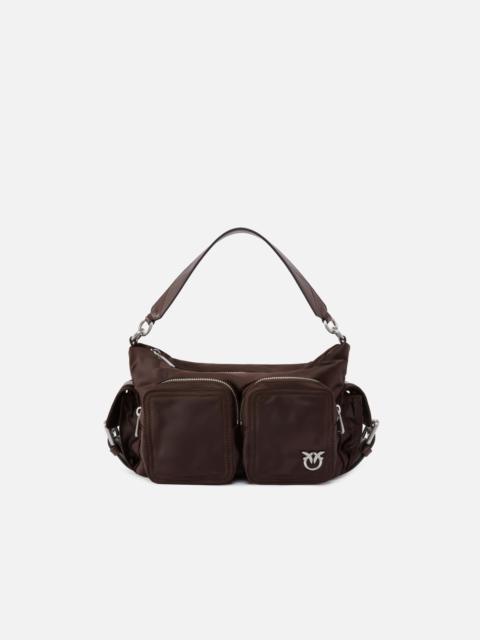 PINKO MEDIUM SATIN CAMERA BAG WITH LOVE BIRDS LOGO