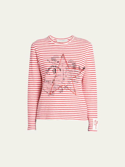 Golden Goose Striped Long-Sleeve T-Shirt w/ Embroidery
