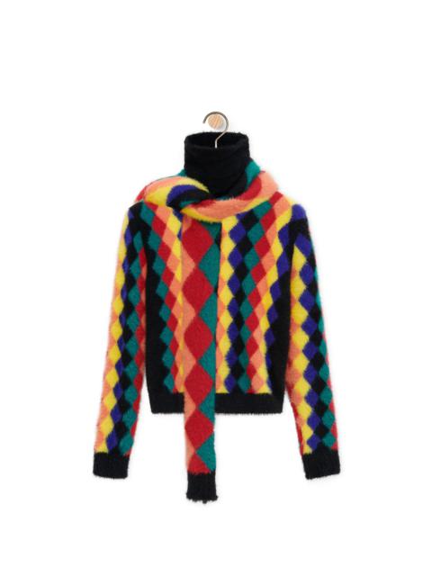 Argyle high neck sweater in nylon