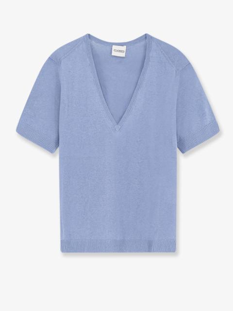 CLOSED Closed Linen and Cotton Blend Sweater Blue