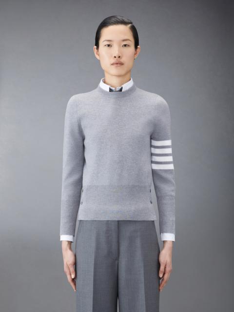 Thom Browne Dark Grey Fine Milano Stitch Merino Wool 4-bar Crew Neck Cardigan