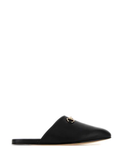 GUCCI Gucci Men Black Nappa Leather Slippers