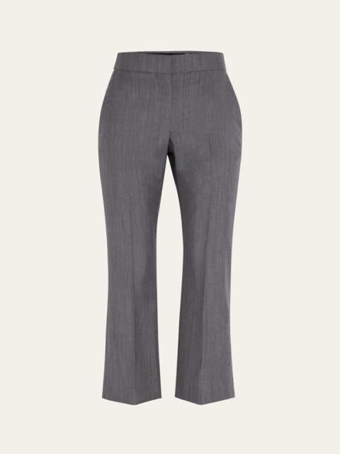 Alexander McQueen Mid-Rise Wool Mohair Kickflare Crop Trousers