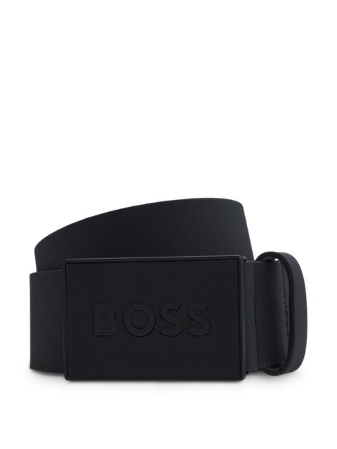 BOSS EMBOSSED BELT IN ITALIAN LEATHER WITH PLAQUE BUCKLE