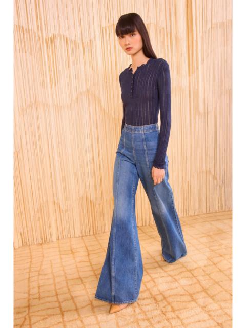 ULLA JOHNSON Delia Long Sleeve Henley Knit Top