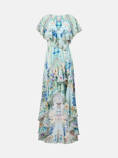 CAMILLA Crystal-embellished silk wrap dress