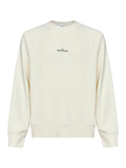 Stone Island Stone Island Men Ivory Cotton Crewneck Sweatshirt With Compass Print