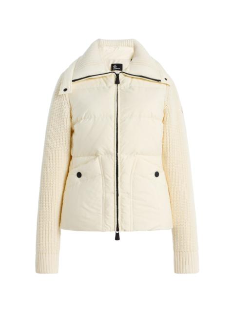 Moncler Grenoble Down Wool Zip-Up Cardigan ivory