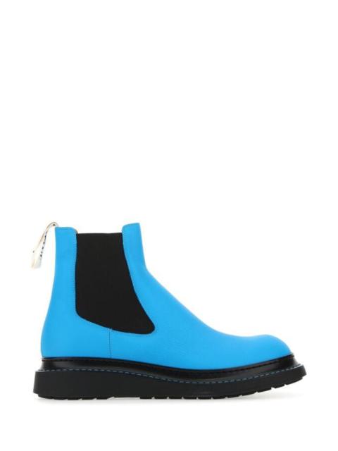 Loewe Men Fluo Light-Blue Leather Ankle Boots