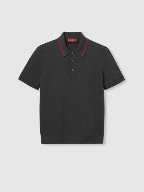 GUCCI Silk cotton polo shirt with Web