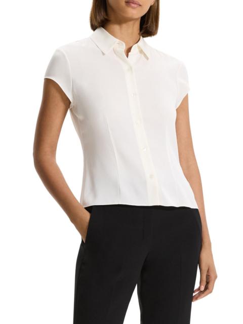Theory Theory Cap Sleeve Silk Shirt in Iv at Nordstrom
