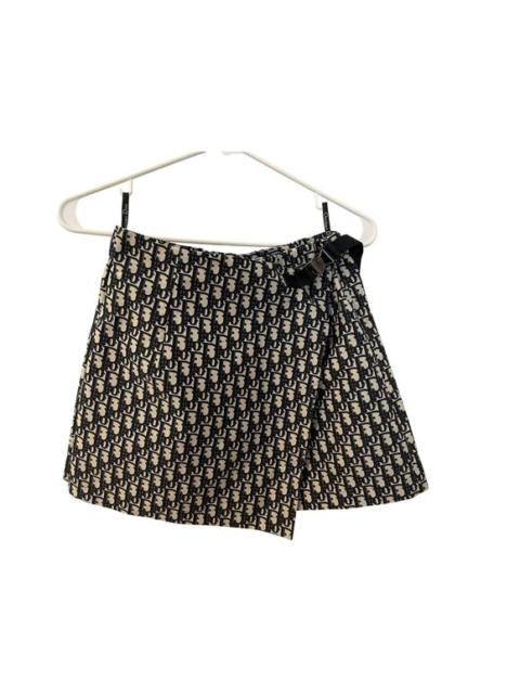 Christian Dior Monogram Print Wrap Skirt With Buckle Detail Black & White Womens