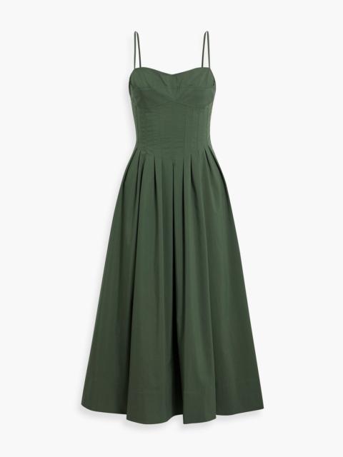 SIMKHAI Kittiya pleated cotton-blend poplin midi dress