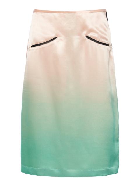 Jil Sander Ombré Satin Midi Skirt pink
