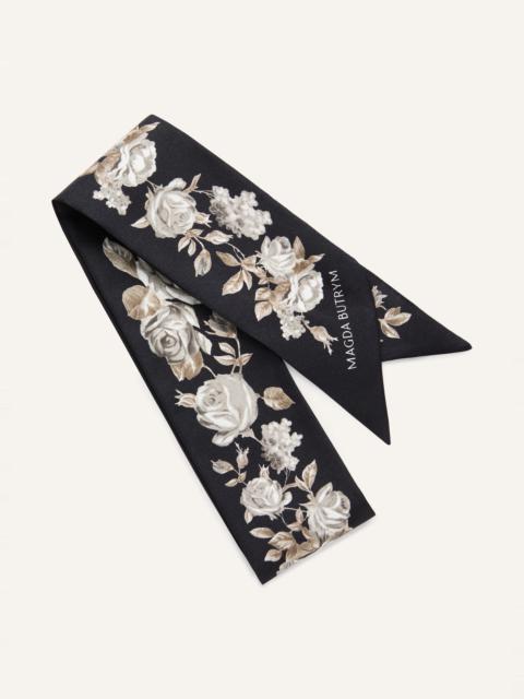 MAGDA BUTRYM Midnight bloom silk twilly in black