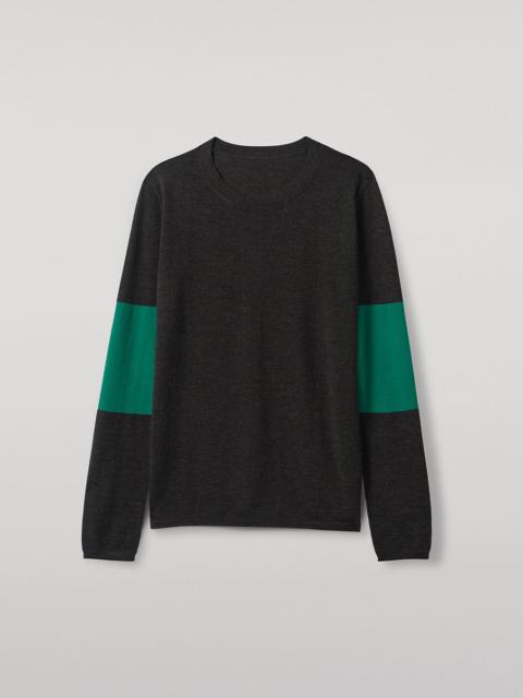 Johnstons of Elgin Euna Grey & Green Superfine Cashmere T-Shirt