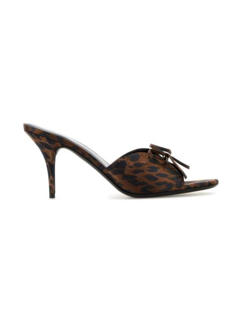 BALENCIAGA Printed Satiin Knife Bow Mules