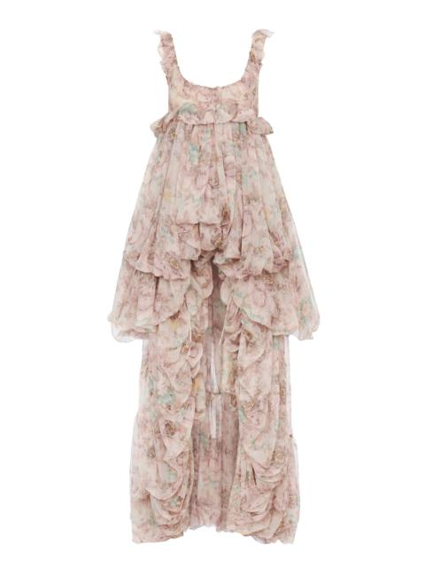 Chloé HIGH-LOW RUFFLED DRESS IN SILK MOUSSELINE