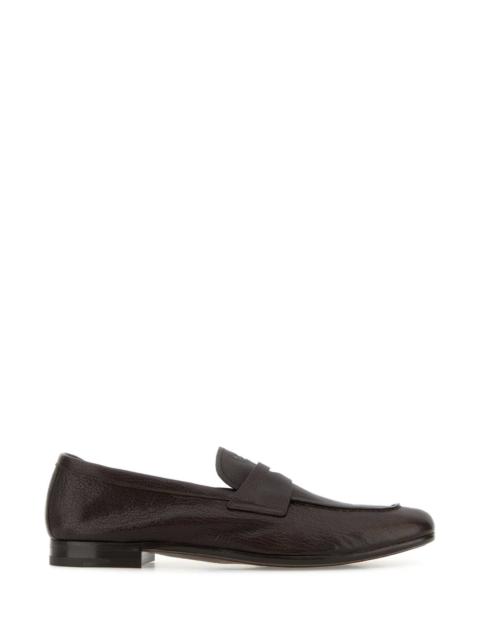 Prada Prada Men Dark Brown Leather Loafers